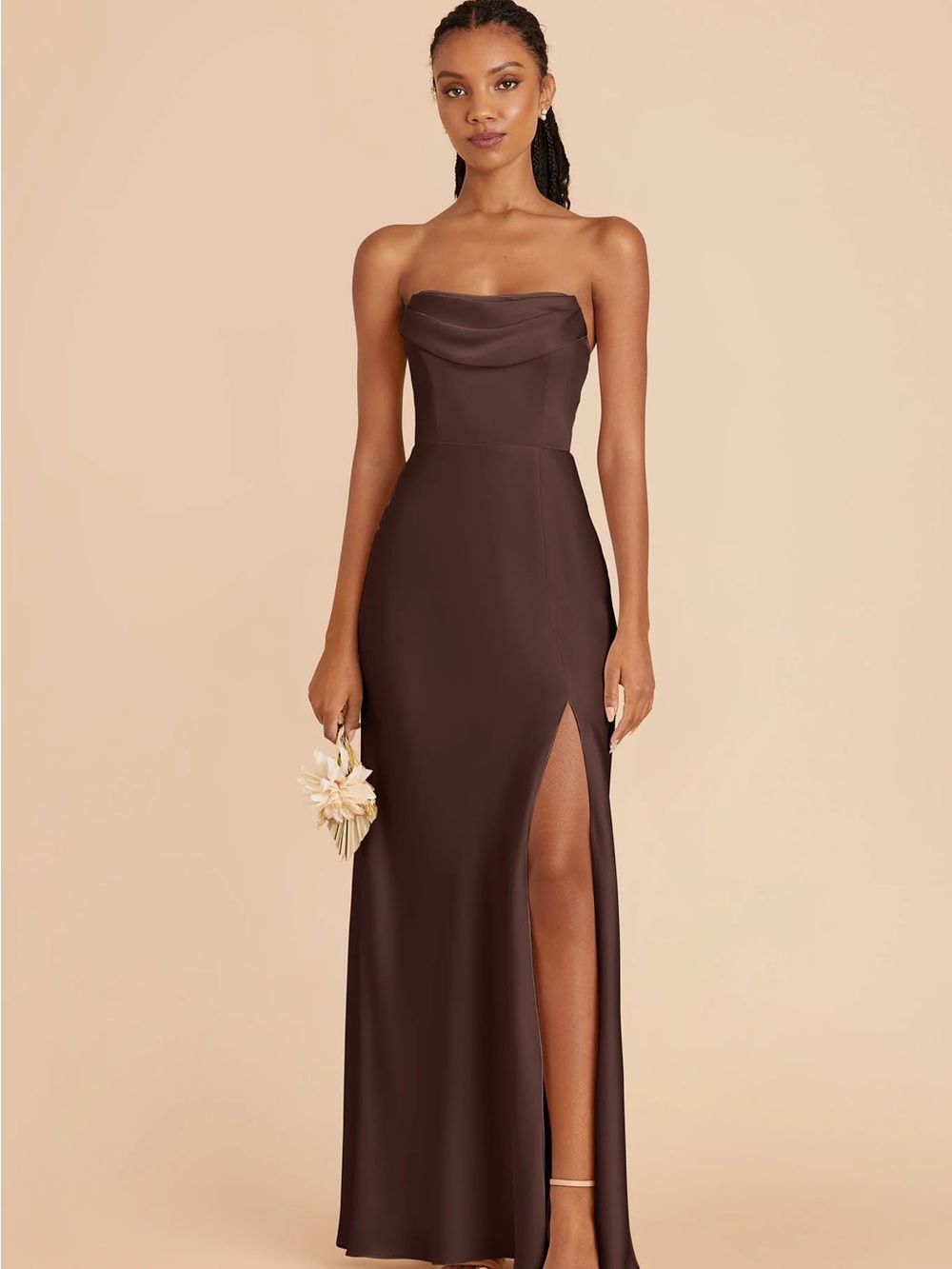 New- Birdygrey- Mia Dress -Matte Satin Espresso (with removable straps)